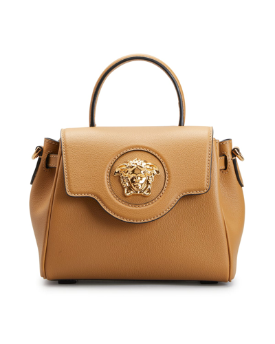 Shop Versace La Medusa Small Handbag In Tawny Brown