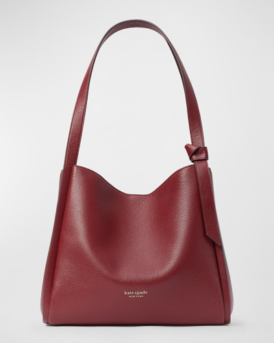 Shop Kate Spade Large Pebbled Leather Hobo Shoulder Bag In Autumnal Red