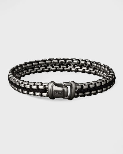 Shop David Yurman Men's Woven Box Chain Bracelet In Silver, 12mm In Black