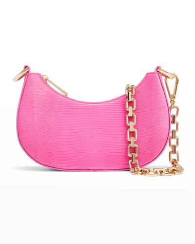 Shop Maria Oliver Mia Small Shiny Lizard Shoulder Bag In Pink