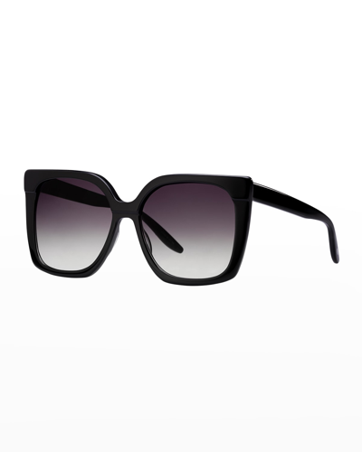 Shop Barton Perreira Vanity Square Acetate Sunglasses In Black Smoke