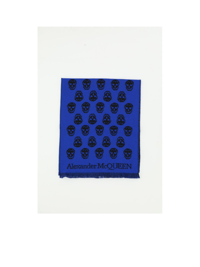 Shop Alexander Mcqueen Scarves In Royal/black