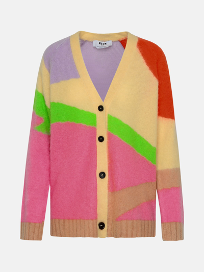 Shop Msgm Multicolor Wool Blend Cardigan