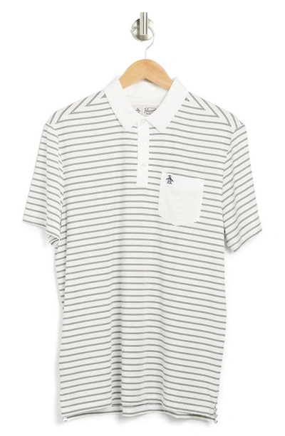 Shop Original Penguin Golf Colorblock Stripe Jersey Polo In Bright White