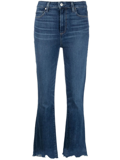 Shop Paige Claudine Cropped High-waisted Flared Jeans In Blue