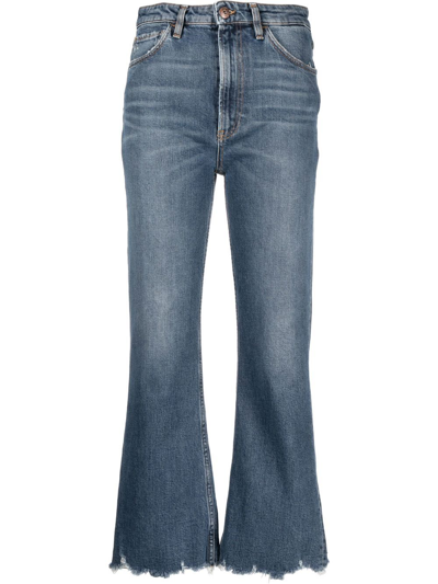Shop 3x1 Empire Cropped Flared Denim Jeans In Blue