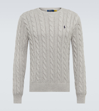 Shop Polo Ralph Lauren Cable-knit Cotton Sweater In Andover Heather