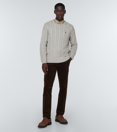 Shop Polo Ralph Lauren Cable-knit Cotton Sweater In Andover Heather