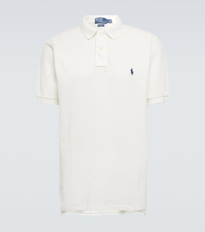 Shop Polo Ralph Lauren Embroidered Cotton Piqué Polo Shirt In Deckwash White