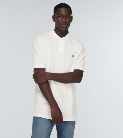 Shop Polo Ralph Lauren Embroidered Cotton Piqué Polo Shirt In Deckwash White