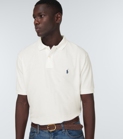 Shop Polo Ralph Lauren Embroidered Cotton Piqué Polo Shirt In Deckwash White