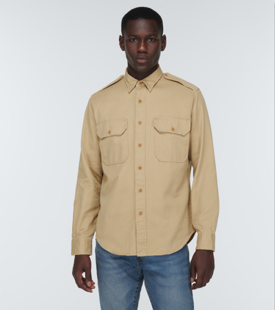 Shop Polo Ralph Lauren Slim-fit Cotton Shirt In 3419 Khaki