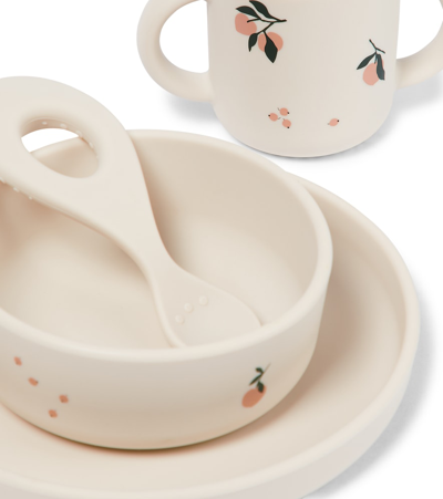 Shop Liewood Baby Vivi Tableware Set In Peach/sea Shell Mix