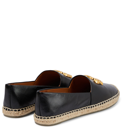 Shop Tory Burch Eleanor Leather Espadrilles In Perfect Black