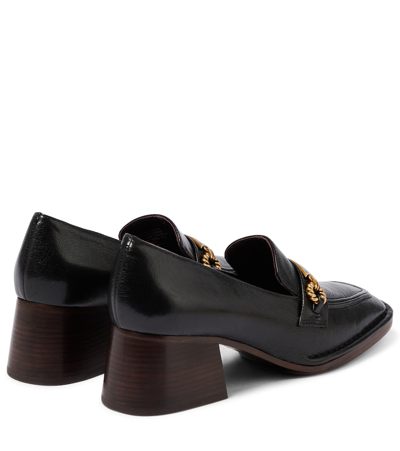 Shop Tory Burch Perrine Embellished Leather Loafer Pumps In Perfect Black