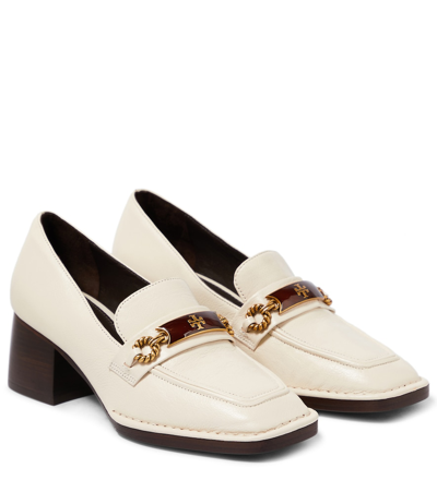 Shop Tory Burch Perrine Leather Loafers In New Ivory