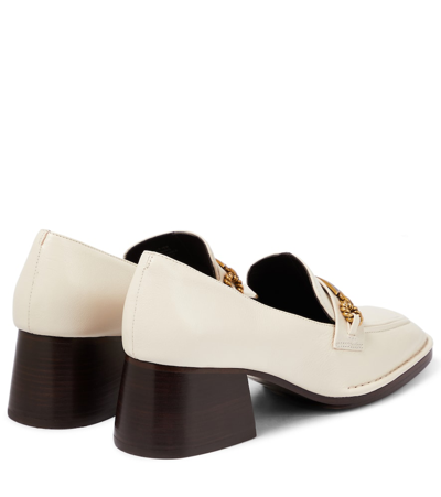 Shop Tory Burch Perrine Leather Loafers In New Ivory