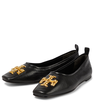 Shop Tory Burch Eleanor Leather Ballet Flats In Perfect Black
