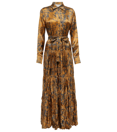 Shop Golden Goose Journey Printed Maxi Dress In Golden Brown