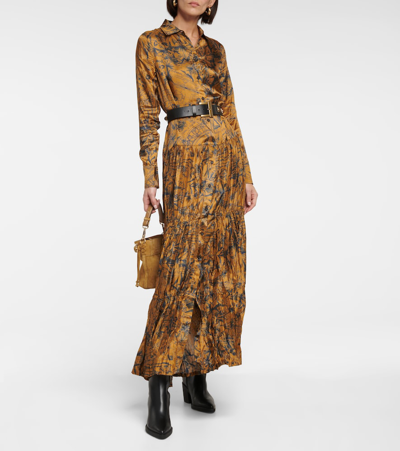 Shop Golden Goose Journey Printed Maxi Dress In Golden Brown