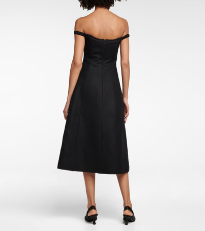 Shop Khaite Uma Melton Wool-blend Midi Dress In Black