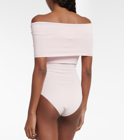 Shop Alaïa Cowl-neck Bodysuit In Pink