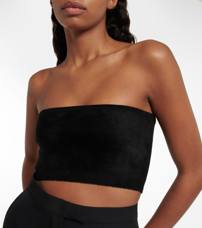 Shop Alaïa Velvet Bandeau Top In Black