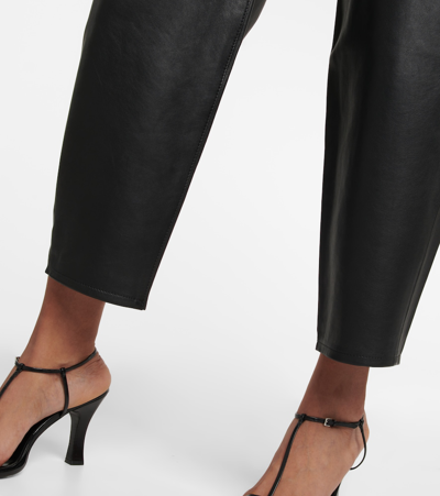 Shop Frame High-rise Wide-leg Leather Pants In Noir