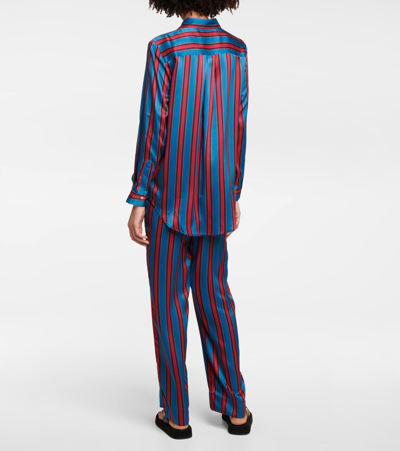 Shop Asceno London Striped Silk Shirt In Cherry / Dusk Stripe