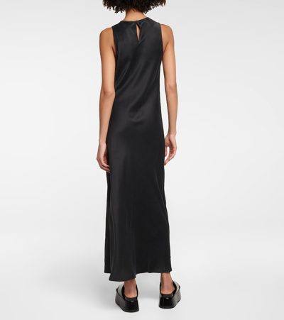 Shop Asceno Valencia Silk Twill Maxi Dress In Black