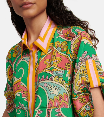 Shop Alemais Marion Printed Silk Shirt In Emerald