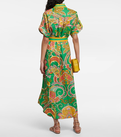 Shop Alemais Marion Linen Shirt Dress In Emerald