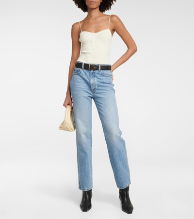 Shop Khaite Ziggy Ribbed Top In Ivory