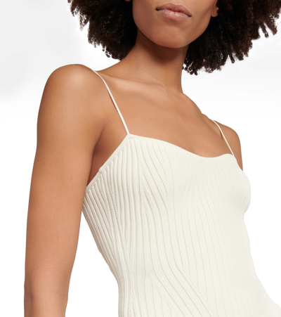 Shop Khaite Ziggy Ribbed Top In Ivory