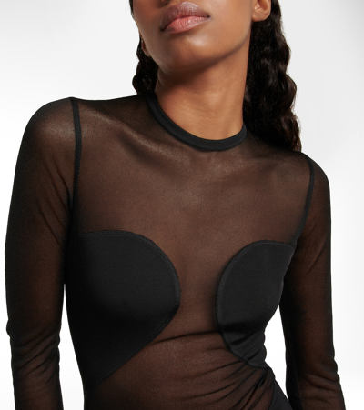 Alaïa Semi-sheer Bodysuit In Black