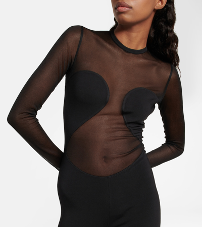 Alaïa Semi-sheer Bodysuit In Black