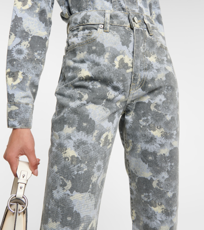 Ganni Floral-print High-rise Bootcut Jeans In Brunnera Blue
