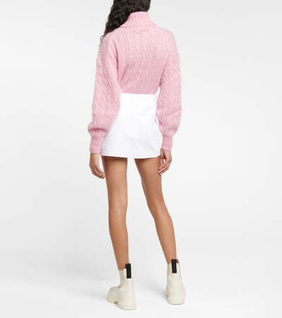 Ganni Denim Miniskirt In Bright White