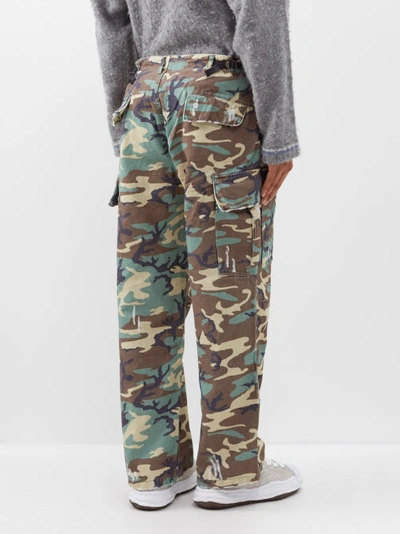 Unisex Printed Cargo Pants Woven In Green