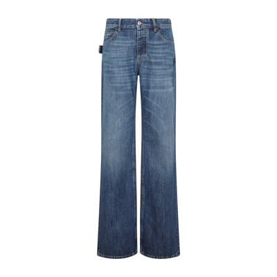 Shop Bottega Veneta Medium Rise Denim Pants Jeans In Blue