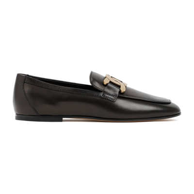 Shop Tod's Leather Loafers Shoes In Black