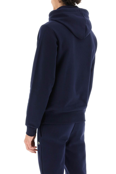 Shop Lacoste Hoodie With Logo Patch In Blue