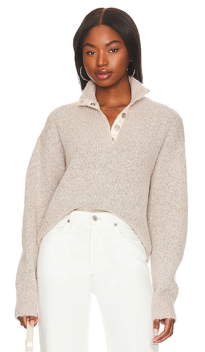 525 Snap Front Henley Sweater In Oat