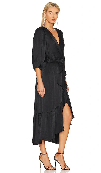 Shop Bobi Ruffle Surplice Midi Dress In Black