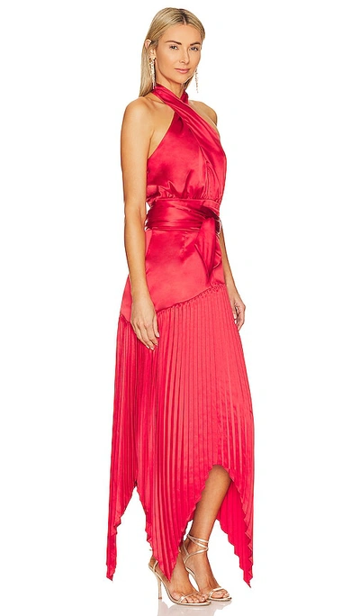 Shop Amur Dixon Halter Dress In Rose Red