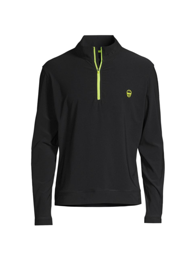 Shop Swag Golf Men's Drop 2.0 Swag Skull Quarter-zip Sweater In Black Neon