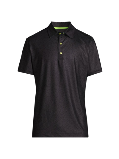 Shop Swag Golf Men's Drop 2.0 Stacked Skulls Jacquard Slim-fit Polo Shirt In Black Yellow