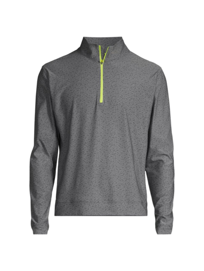 Shop Swag Golf Men's Drop 2.0 Stacked Skulls Jacquard Quarter-zip Sweater In Grey Yellow