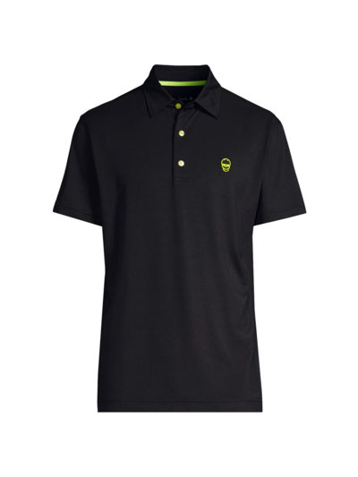 Shop Swag Golf Men's Drop 2.0 Swag Skull Slim-fit Polo Shirt In Black Yellow