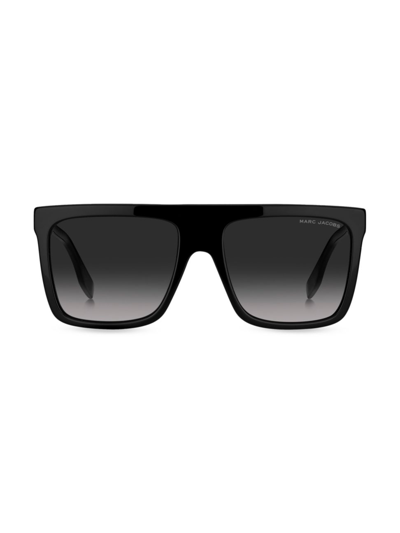 Shop Marc Jacobs Women's 57mm Gradient Rectangle Sunglasses In Black